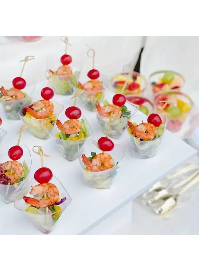 50pcs Mini Dessert Cups Large Swirl Clear Parfait Appetizer Cup Reusable Serving Bowl For Tasting Party Desserts Appetizers And Dessert Dishes Small Plastic Cups Square Bowls Puddings And Tasters - Image 5