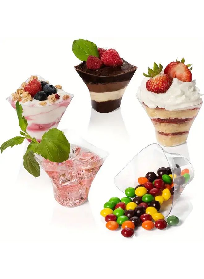 50pcs Mini Dessert Cups Large Swirl Clear Parfait Appetizer Cup Reusable Serving Bowl For Tasting Party Desserts Appetizers And Dessert Dishes Small Plastic Cups Square Bowls Puddings And Tasters - Image 1