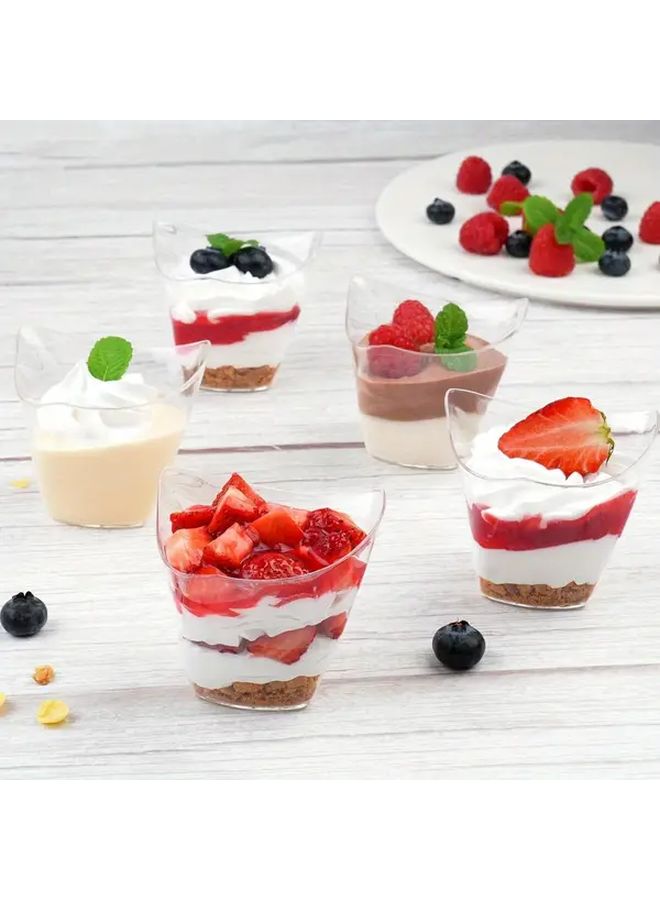 50pcs Mini Dessert Cups Large Swirl Clear Parfait Appetizer Cup Reusable Serving Bowl For Tasting Party Desserts Appetizers And Dessert Dishes Small Plastic Cups Square Bowls Puddings And Tasters - Image 4