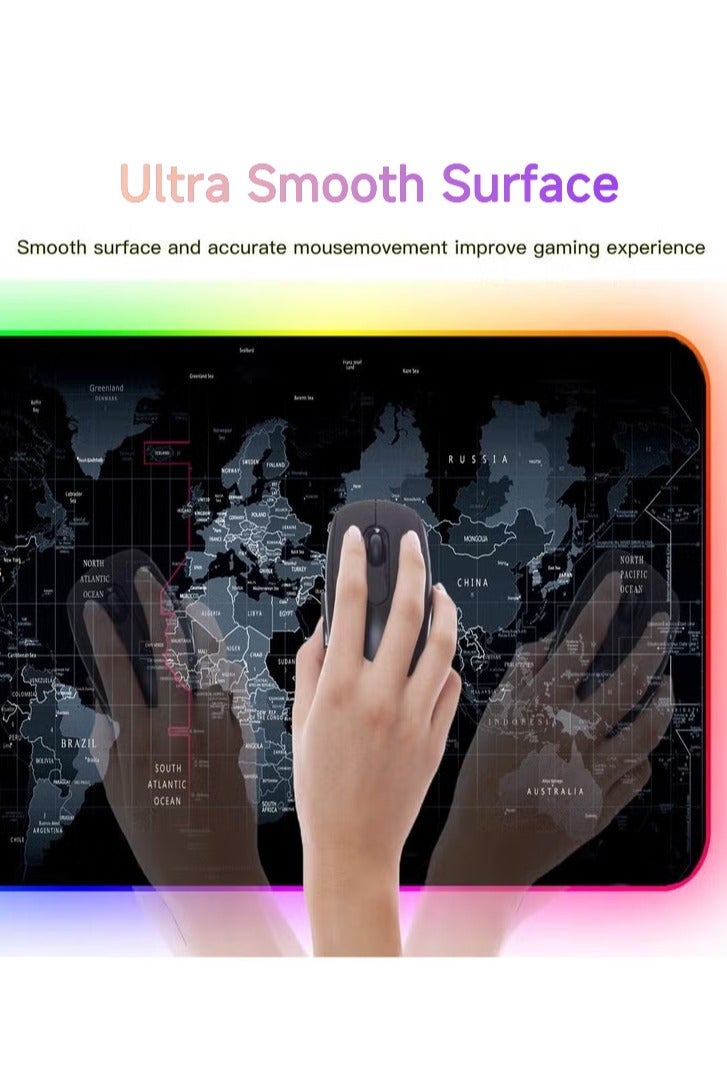 Flash Hawk Large RGB Gaming Mousepad with Nonslip Base 14 Kinds of RGB Lights Mode for Live Broadcasting, Gaming and Work 800x300x4mm, USB powered - Image 1