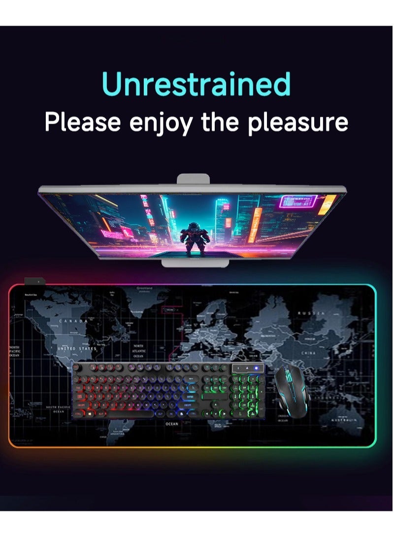 Flash Hawk Large RGB Gaming Mousepad with Nonslip Base 14 Kinds of RGB Lights Mode for Live Broadcasting, Gaming and Work 800x300x4mm, USB powered - Image 3