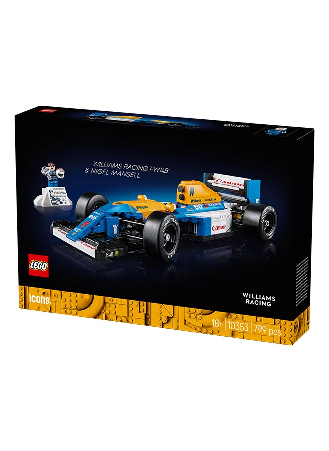 LEGO Icons Williams Racing FW14B & Nigel Mansell - F1 Car Model Set for Adults, with a Collectible Driver Minifigure, Trophy & Display Stand - Gift Idea for Men, Women & Teenage Motorsports Fans 10353 (799 pieces)  - Image 3