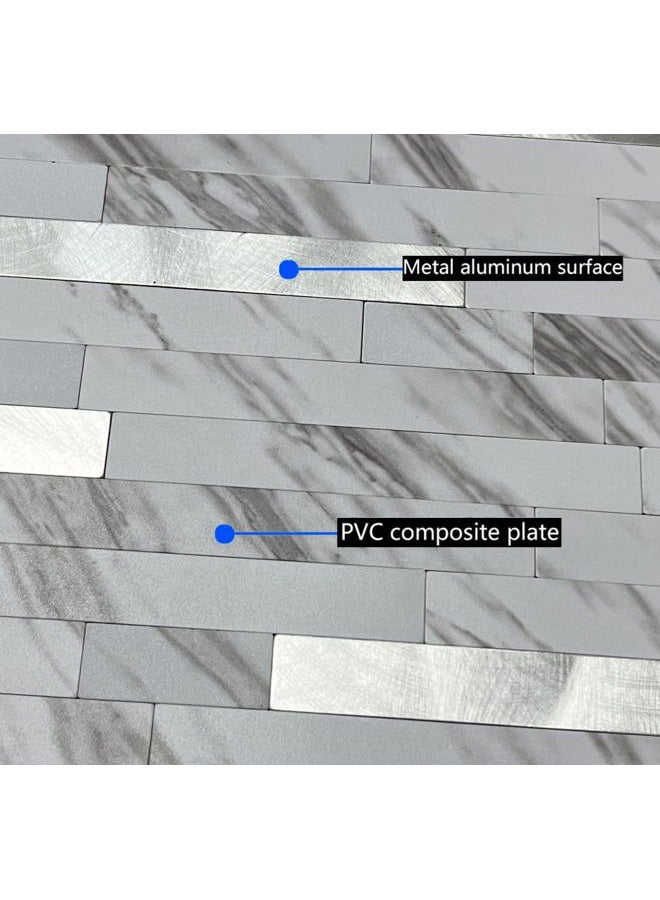 weimeisc 10 Sheets Peel and Stick Backsplash Tile for Kitchen, Self-Adhesive Mosaic Tile, Stick on Bathroom Vanities，Fireplace Décor, Laundry Table (10, White Marble+Frosted Silver) - Image 3