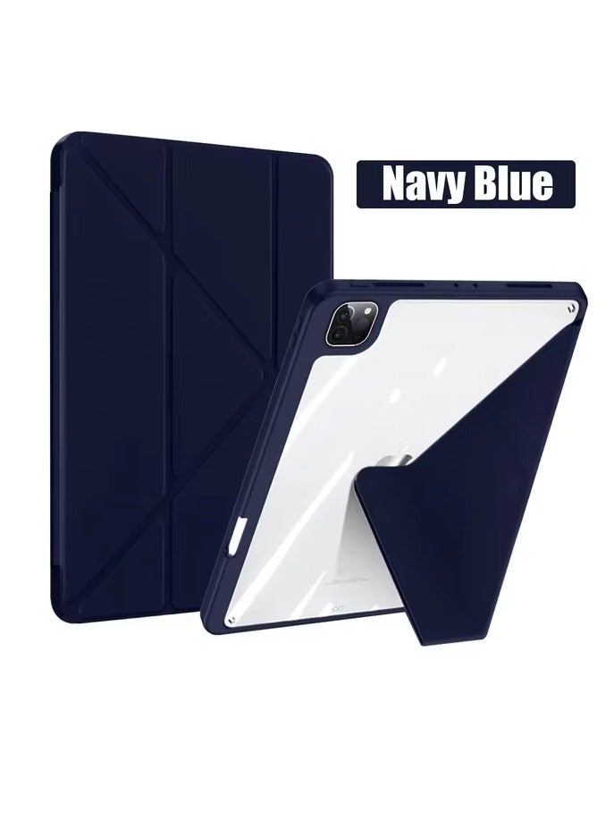 iPad Air 13 inch 2024 Case Smart Folio Stand Slim Cover Auto Sleep/Wake, with Pencil Slot, Clear Back Cover  - Image 1