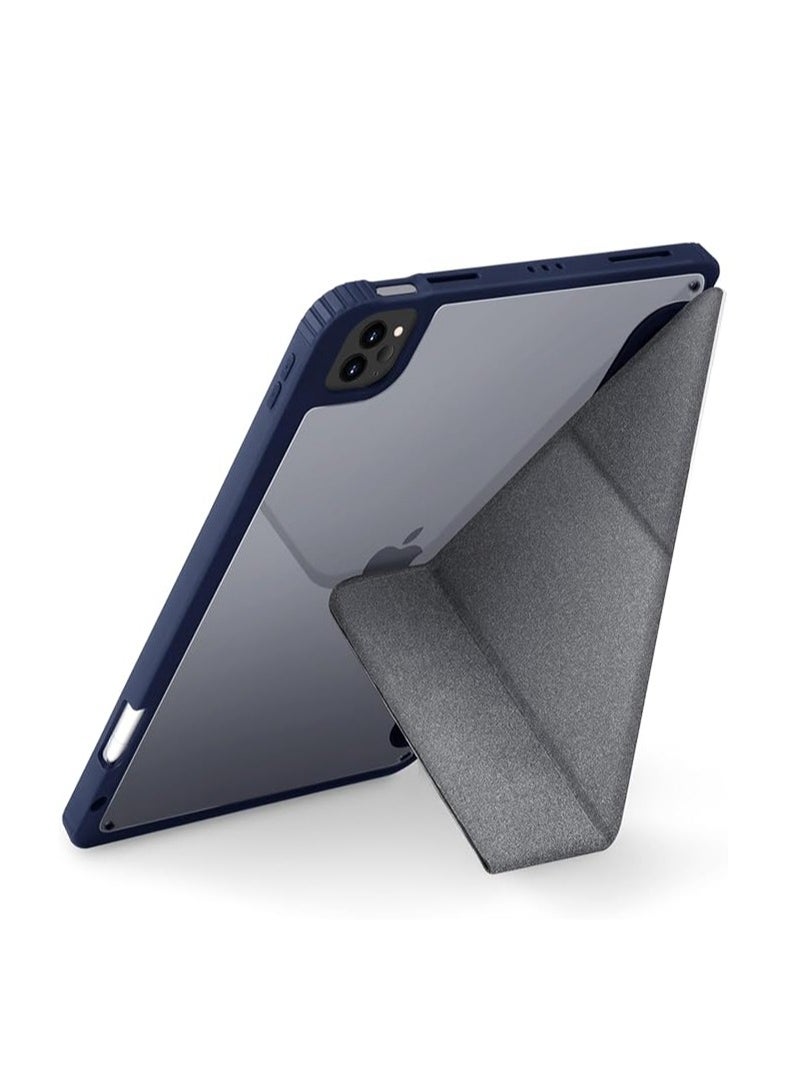 iPad Air 13 inch 2024 Case Smart Folio Stand Slim Cover Auto Sleep/Wake, with Pencil Slot, Clear Back Cover  - Image 3