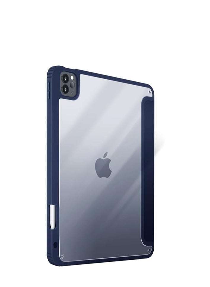iPad Air 13 inch 2024 Case Smart Folio Stand Slim Cover Auto Sleep/Wake, with Pencil Slot, Clear Back Cover  - Image 4