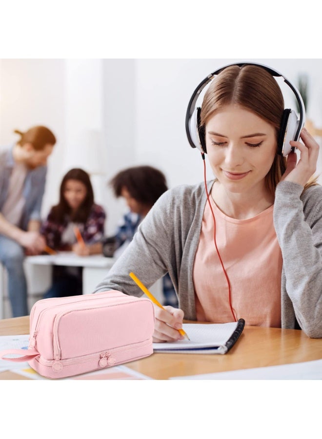 مقلمة قلم رصاص مع 4 مقصورات ، حقيبة قلم رصاص متعددة الفتحات منظم لوازم مدرسية جمالية للفتيات المراهقات والنساء والبالغين (وردي) - Image 4