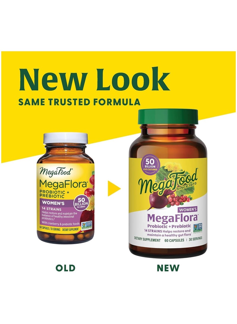 MegaFood MegaFlora Probiotic + Prebiotic, 14 Strains Helps Restore and Maintain a Healthy Gut Flora, 60 Capsules (30 Servings) - Image 3