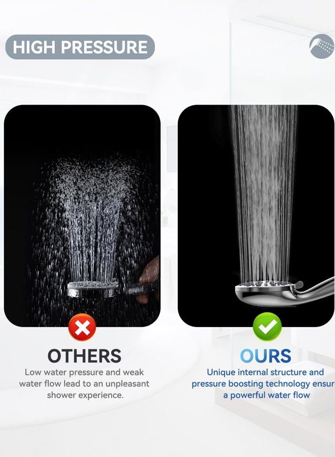JDO Shower Head with Handheld, High Pressure Handheld Shower Head 9 Settings, Detachable Shower Head Set with Stainless Steel Hose and Shower Bracket (Chrome) - Image 5