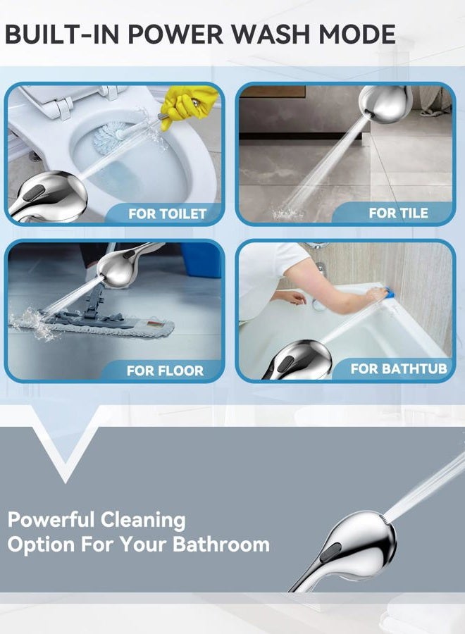 JDO Shower Head with Handheld, High Pressure Handheld Shower Head 9 Settings, Detachable Shower Head Set with Stainless Steel Hose and Shower Bracket (Chrome) - Image 2