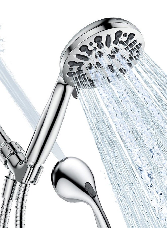 JDO Shower Head with Handheld, High Pressure Handheld Shower Head 9 Settings, Detachable Shower Head Set with Stainless Steel Hose and Shower Bracket (Chrome) - Image 1