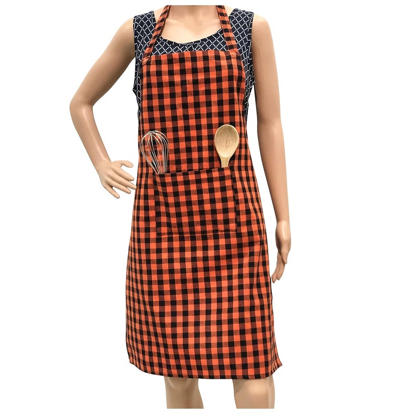 PIXEL HOME Orange Cotton Apron for Men and Women - Image 1