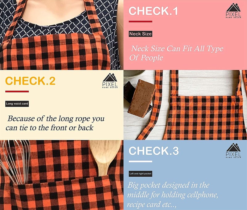 PIXEL HOME Orange Cotton Apron for Men and Women - Image 5