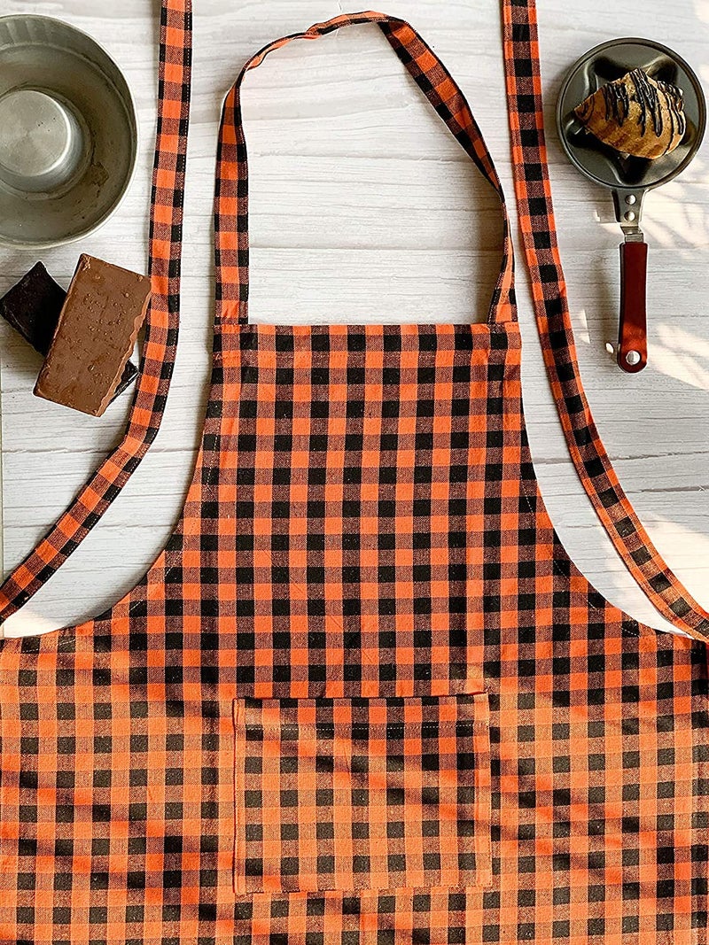 PIXEL HOME Orange Cotton Apron for Men and Women - Image 3