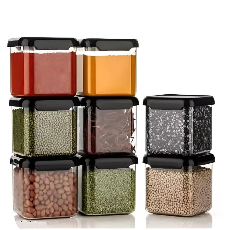 Homeor Plastic Storage Jar & Container Set Air-Tight BPA Free Modular Containers for Kitchen Storage Kitchen Organizer & Kitchen Storage Pantry Organization Multipurpose Jar 500 ML Set of 12, Black - Image 2