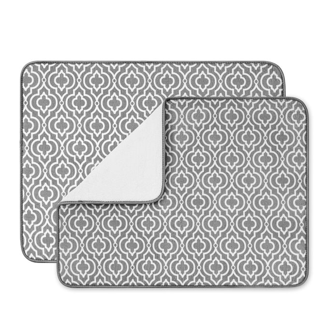 24 X 18 DISH DRYING MAT DISH MAT DRYING KITCHEN MAT LARGE ABSORBENT MICROFIBER DISH DRAINERRACK PADS XL GREY 2 PACK