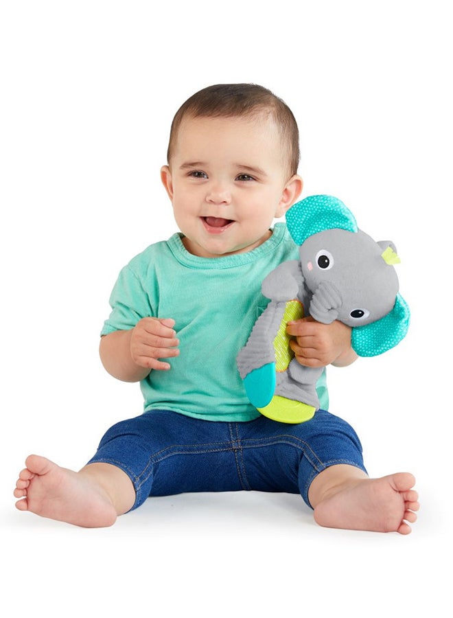 Bright Starts Snuggle And Teethe Bpa-Free Crinkle Teething Plush Baby Toy, 0 - 36 Months - Elephant - Image 2