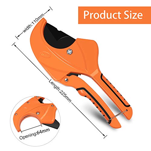 AIRAJ Ratchet PVC Pipe Cutter,Cuts up to 2-1/2"PEX,PVC,PPR and Plastic Hoses,Pipe Cutters with Sharp SK5 Stainless Steel Blades,Suitable for Home Repairs and Plumbers - Image 2