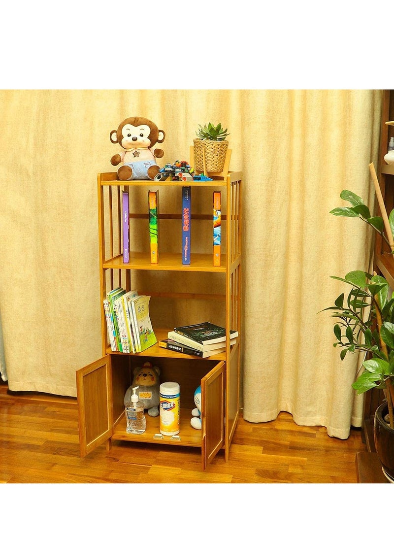 LINGWEI Wooden Book Shelf with Rack Bamboo Bookcase Book Cabinet For Living room Bedroom Office Storage Shelf Wooden Display Stand For Home Office  - Image 1