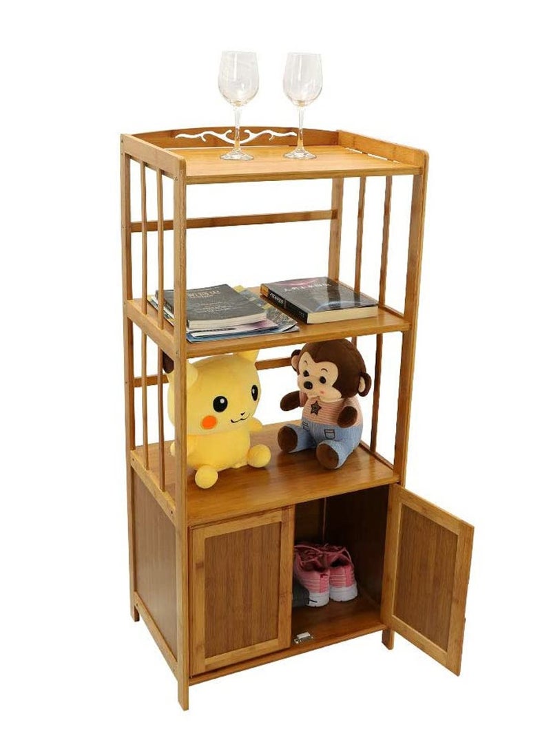 LINGWEI Wooden Book Shelf with Rack Bamboo Bookcase Book Cabinet For Living room Bedroom Office Storage Shelf Wooden Display Stand For Home Office  - Image 2