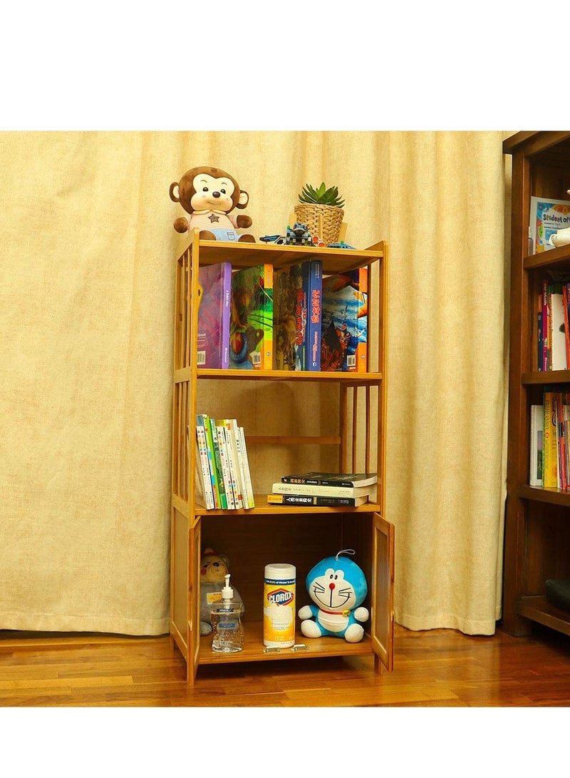 LINGWEI Wooden Book Shelf with Rack Bamboo Bookcase Book Cabinet For Living room Bedroom Office Storage Shelf Wooden Display Stand For Home Office  - Image 3