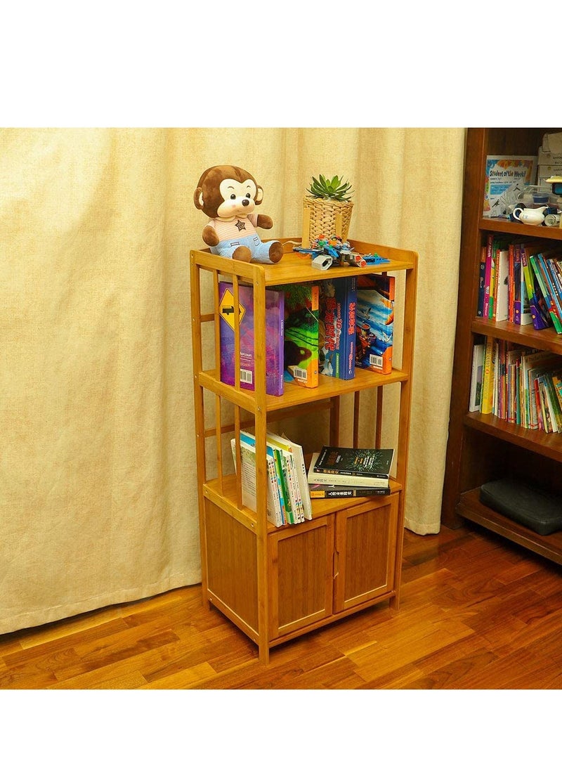 LINGWEI Wooden Book Shelf with Rack Bamboo Bookcase Book Cabinet For Living room Bedroom Office Storage Shelf Wooden Display Stand For Home Office  - Image 5