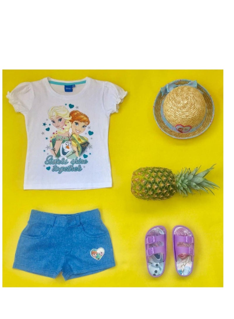 ديزني طقم فتاة من ديزني فروزن قطعتين 100%من القطن - Image 4
