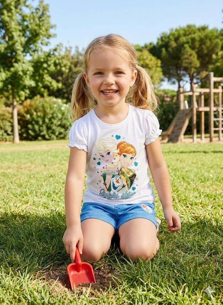 ديزني طقم فتاة من ديزني فروزن قطعتين 100%من القطن - Image 3