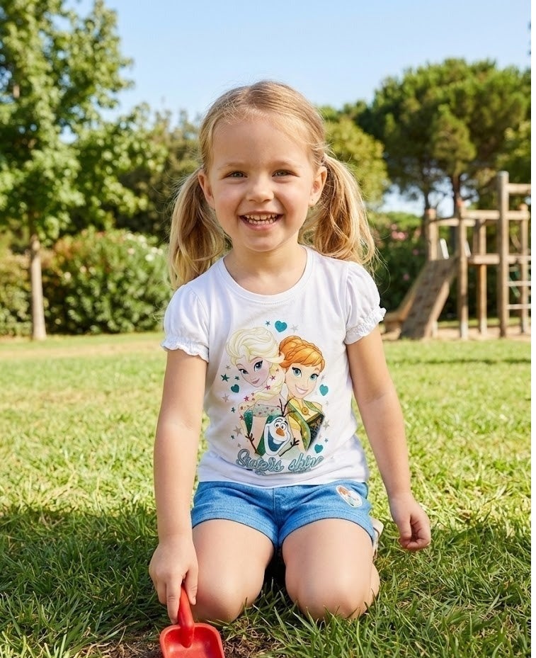 ديزني طقم فتاة من ديزني فروزن قطعتين 100%من القطن - Image 3