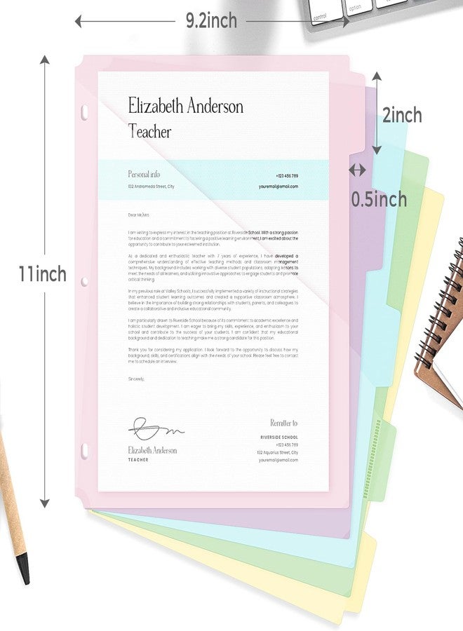 SKYDUE Binder Dividers with Tabs and Pockets, Pink - Image 3