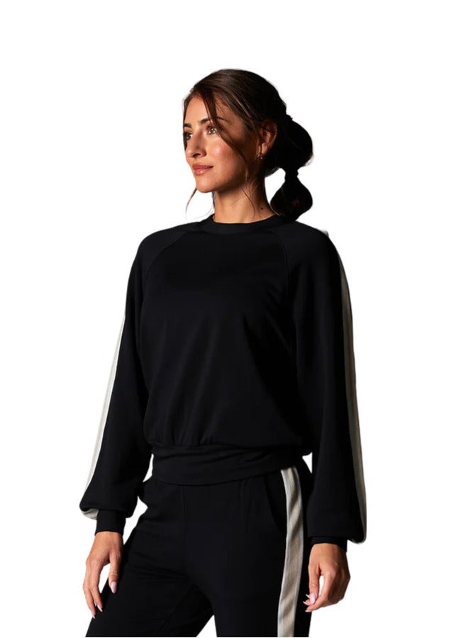 TAVI EASE CREW STRIPE SWEATSHIRT EBONY COCONUT - Image 1