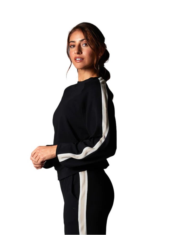 TAVI EASE CREW STRIPE SWEATSHIRT EBONY COCONUT - Image 2