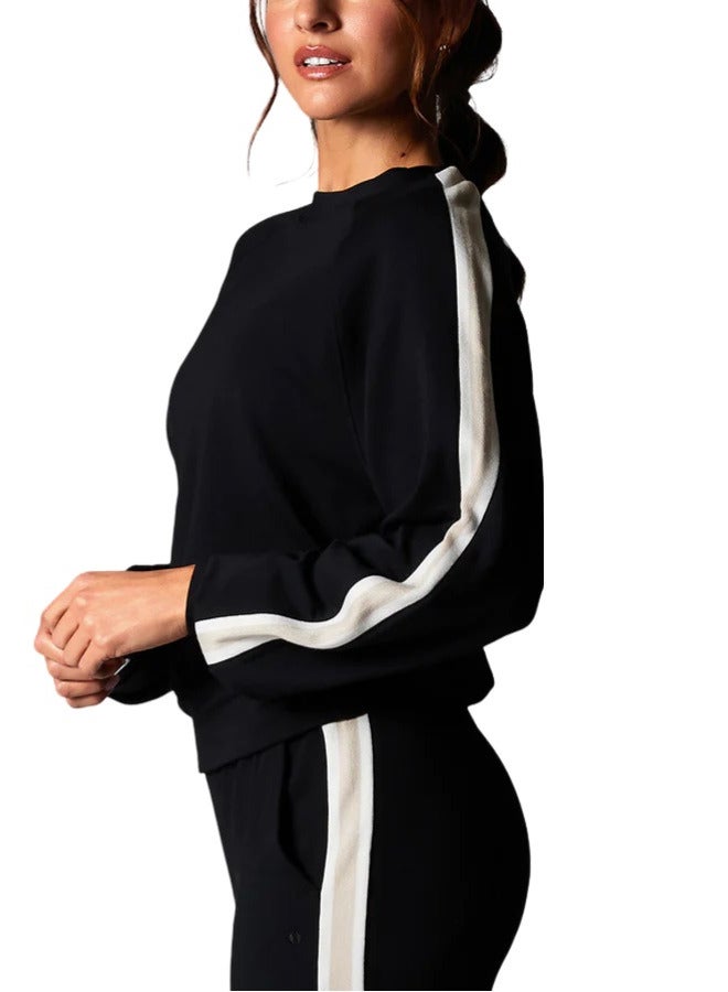TAVI EASE CREW STRIPE SWEATSHIRT EBONY COCONUT - Image 3