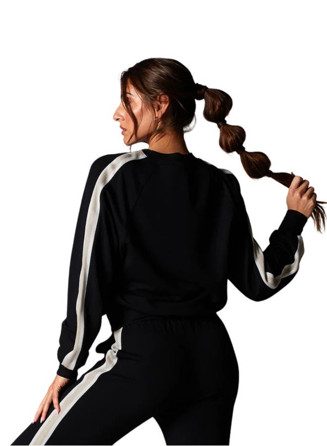 TAVI EASE CREW STRIPE SWEATSHIRT EBONY COCONUT - Image 4
