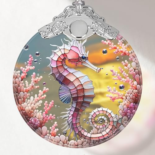 Touber Seahorse Stained Glass Ornament Christmas Tree Decor - Image 1