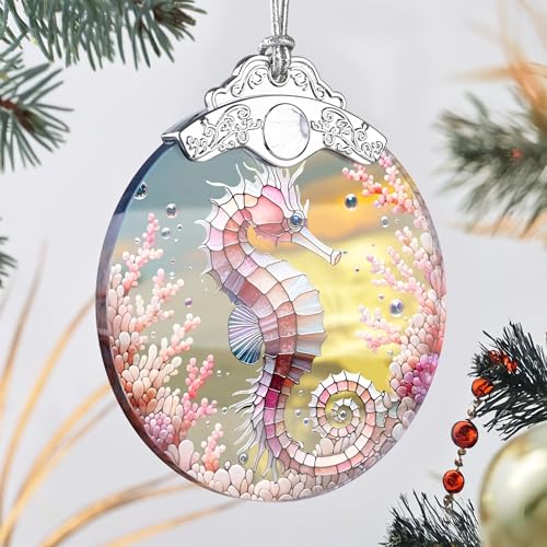 Touber Seahorse Stained Glass Ornament Christmas Tree Decor - Image 3