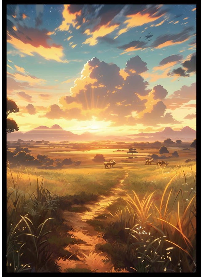 Kiiransr MTG Card Sleeves - Savannah(Green White) - Fantasy Dual Lands Series - Ultra Clear Front & Matte Finish Back, 100 Count Standard Size TCG Art Sleeves for Magic The Gathering - Image 1
