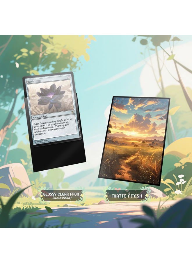 Kiiransr MTG Card Sleeves - Savannah(Green White) - Fantasy Dual Lands Series - Ultra Clear Front & Matte Finish Back, 100 Count Standard Size TCG Art Sleeves for Magic The Gathering - Image 3