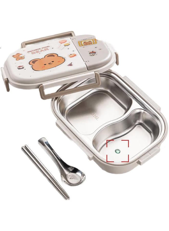 GRASEY Guangyi 316 Stainless Steel Lunch Box, 2-Compartment Bento Box For Elementary School Students, Office Workers, Children, With Utensils Gy7417 - Image 1
