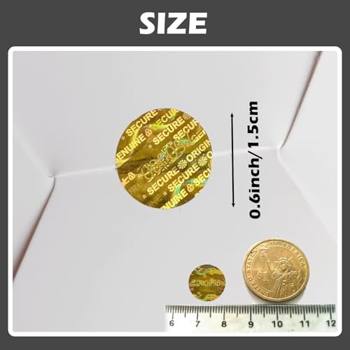 ILMBVM 580pcs Tamper Proof Hologram Stickers Circular Security Genuine Original Guaranteed Labels Warranty Void Seal Tamper evident Stickers with Unique Serial Number (0.6inch,Gold) - Image 3