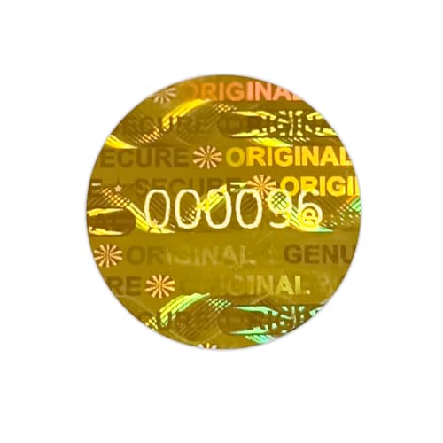 ILMBVM 580pcs Tamper Proof Hologram Stickers Circular Security Genuine Original Guaranteed Labels Warranty Void Seal Tamper evident Stickers with Unique Serial Number (0.6inch,Gold) - Image 1