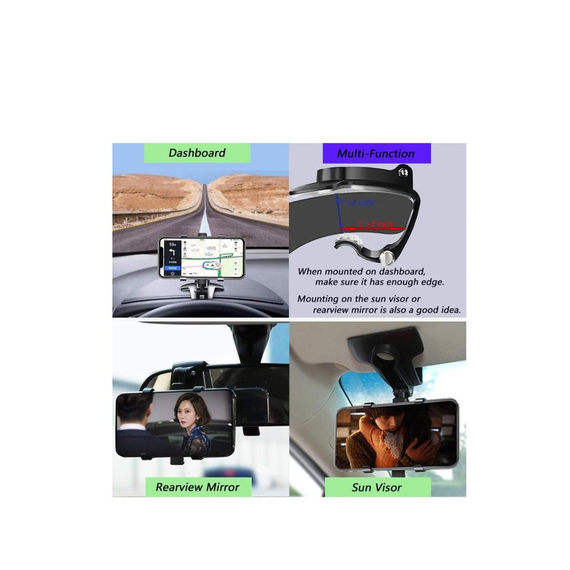 SOLARAE Car Phone Mount 360 Degree Rotation Dashboard Cell Phone Holder for Car Clip Mount Stand Suitable for 4 to 7 inch Smartphones - Image 3