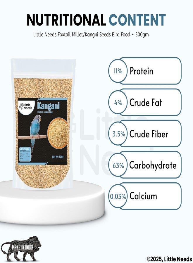 Little Needs Foxtail Millet/Kangni Seeds, Bird Food - (500gm) for Canaries, Finches, Waxbills, Budgies, Lovebird, Cockatiel, Parrot & Parakeet | All Life Stages Natural Seeds for Birds - Image 5
