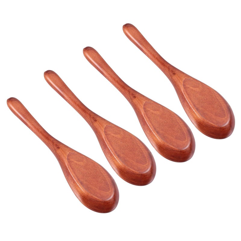ملاعق خشبية للشوربة 4 قطع 16x4 سم أدوات تقديم مطبخ ريفية عديمة الرائحة صحية - Image 2