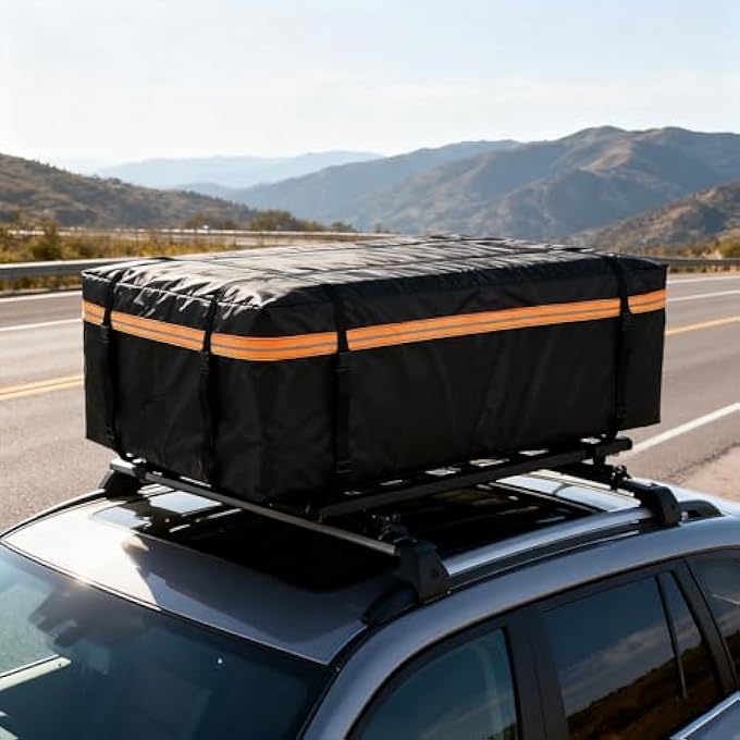 rayihni Cargo Bag Car Roof Cargo Carrier with Night Reflective Strip Universal Luggage Bag Storage Cube Bag,Waterproof Roof Rack Cargo Carrier for Travel Camping - Image 3