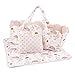 BABESIDE 3 Pcs Baby Doll Bassinet with Doll Bedding Set for 1722 Inch Babydolls Cute Animal Print Baby Dolls Crib with Blanket for Reborn Baby Doll Accessories OffWhite - Image 3