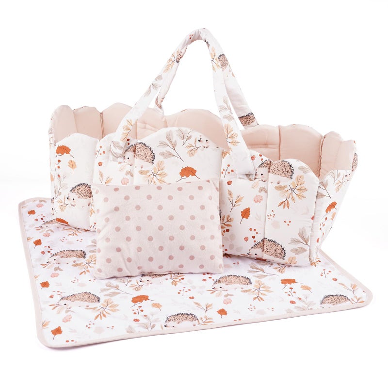 BABESIDE 3 Pcs Baby Doll Bassinet with Doll Bedding Set for 1722 Inch Babydolls Cute Animal Print Baby Dolls Crib with Blanket for Reborn Baby Doll Accessories OffWhite - Image 2