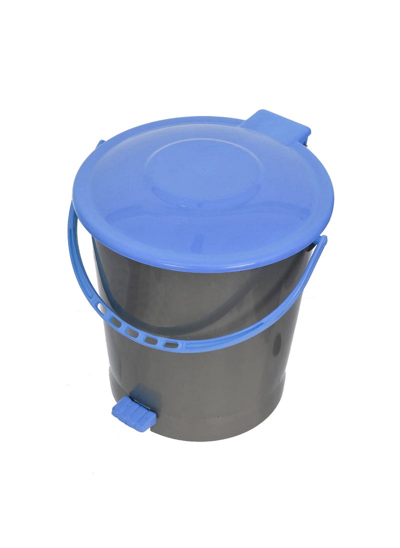 Kuber Industries Kuber Industries StepOn Pedal Plastic DustbinWastebin With Handle 5 Liter Grey Blue47KM01021  - Image 2