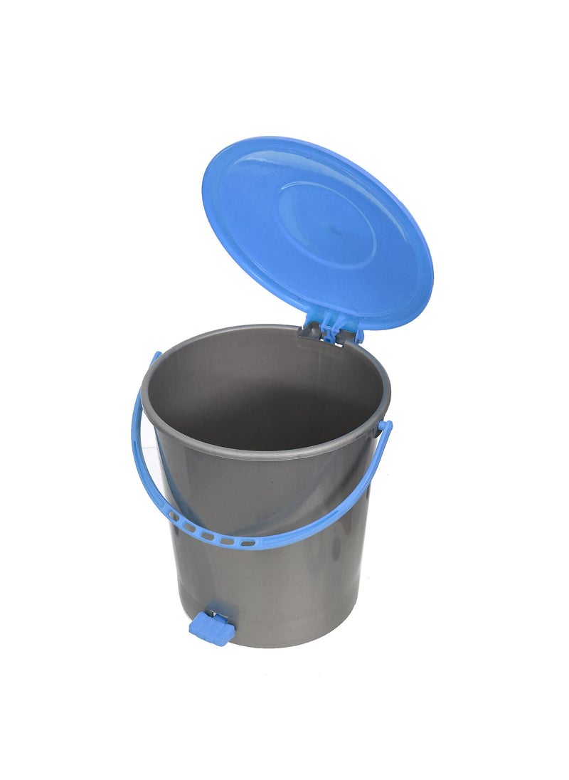 Kuber Industries Kuber Industries StepOn Pedal Plastic DustbinWastebin With Handle 5 Liter Grey Blue47KM01021  - Image 3