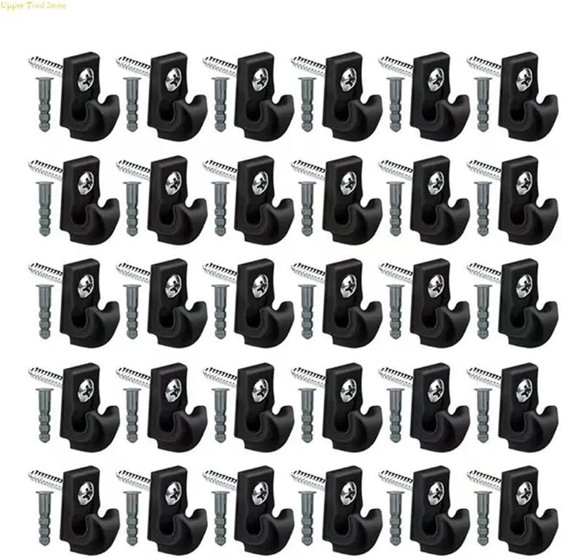 الخطافات السوداء اللولبية 30 قطعة للإضاءة الخيطية والمصابيح والتركيبات الصغيرة - Image 1